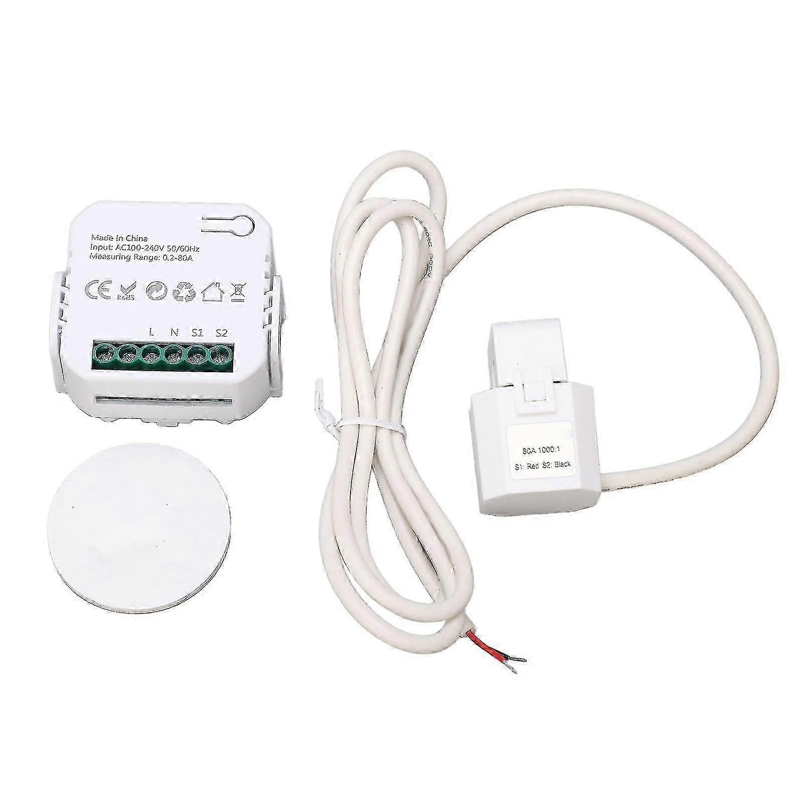 WiFi Energy Monitor Single Phase Smart Electricity Meter with Clamp Power Consumption Monitor 100?240VAC White