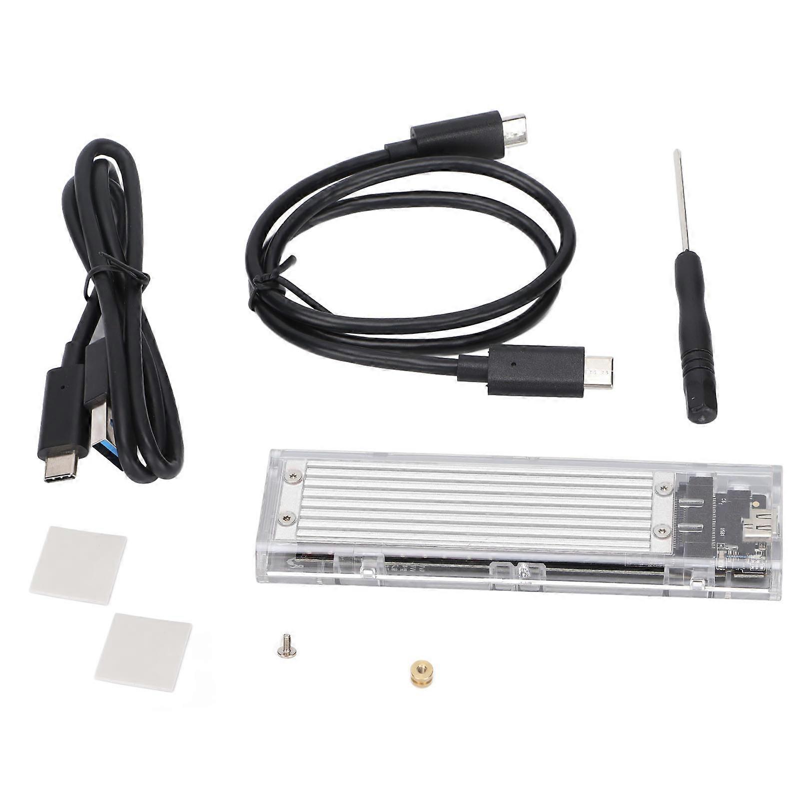 Externer Festplattenadapter 10 Gbit/s Transparent NVME M.2 auf Typ C USB3.1 Gen2 Konverter GehäuseSilber