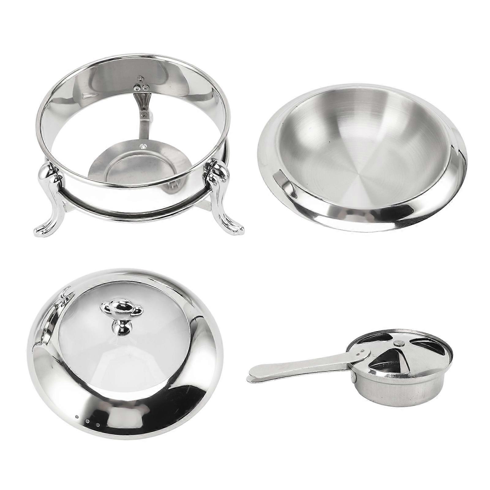 Scaldavivande Set Buffet Scaldavivande rotondo con coperchio Riscaldamento a combustibile in acciaio inossidabile Server di catering portatile per banchetto di nozze