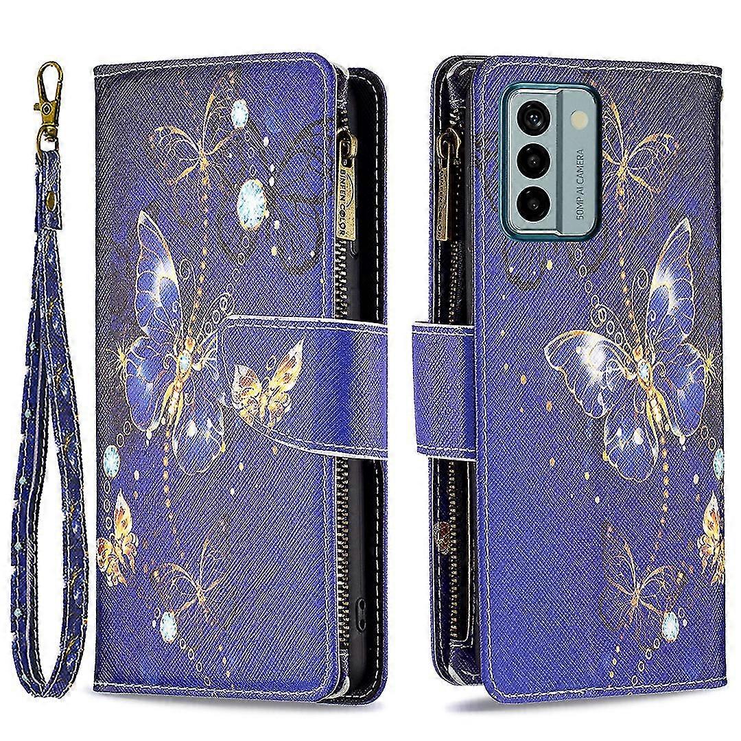 For Nokia G22 Bf03 Zipper Pocket Leather Phone Case Pattern Printing Wallet Folding Stand Cover