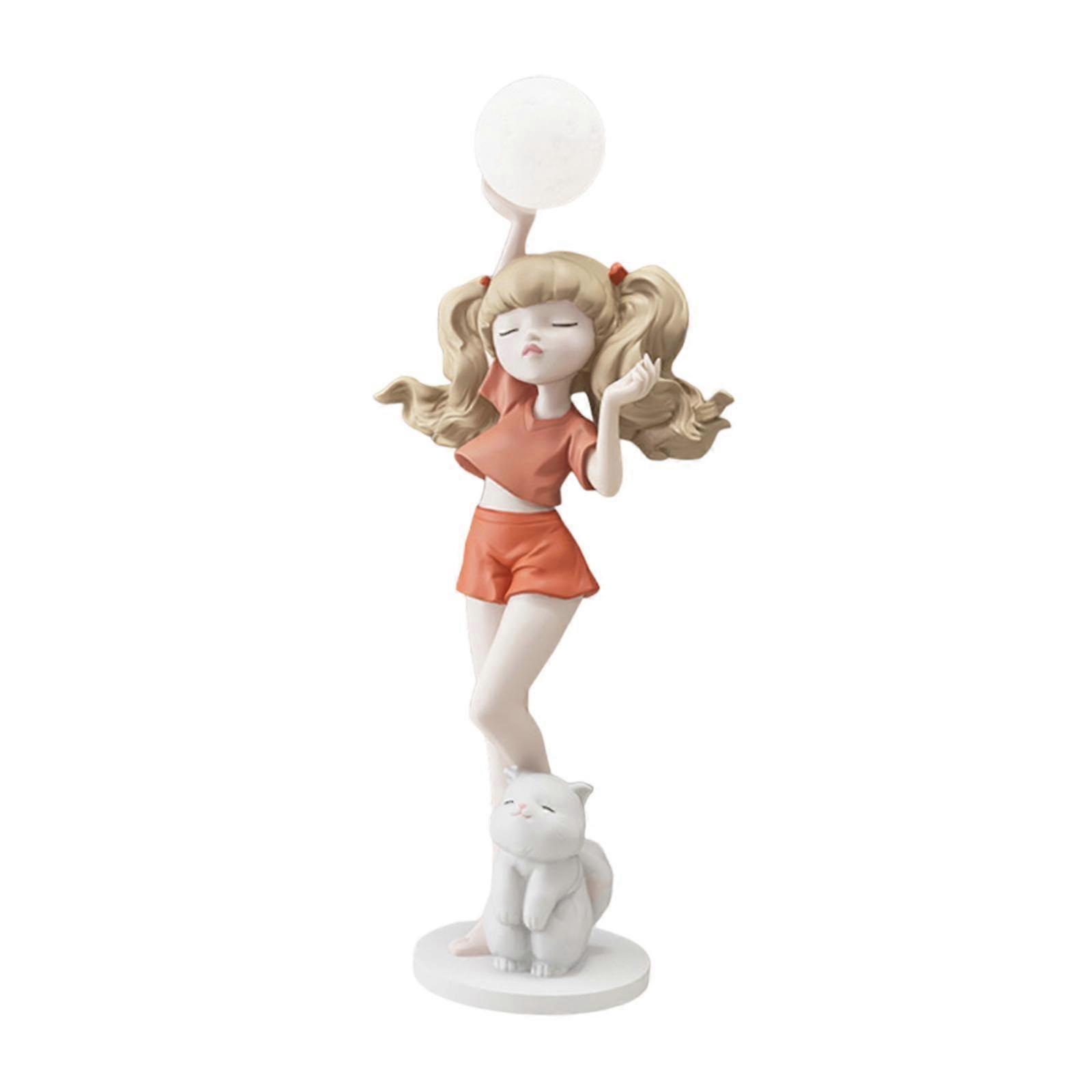 تمثال تمثال راتنج فتاة مع ضوء القمر مكتب الشكل تحصيل النحت الوردي