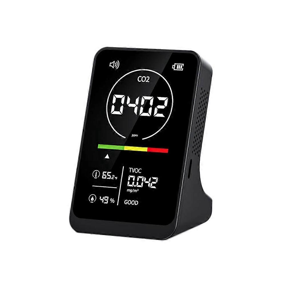 4 in 1 Digital Air Quality Meter Rechargeable CO2 TVOC Temperature Humidity Monitor CO2 Detector with Alarm for Home