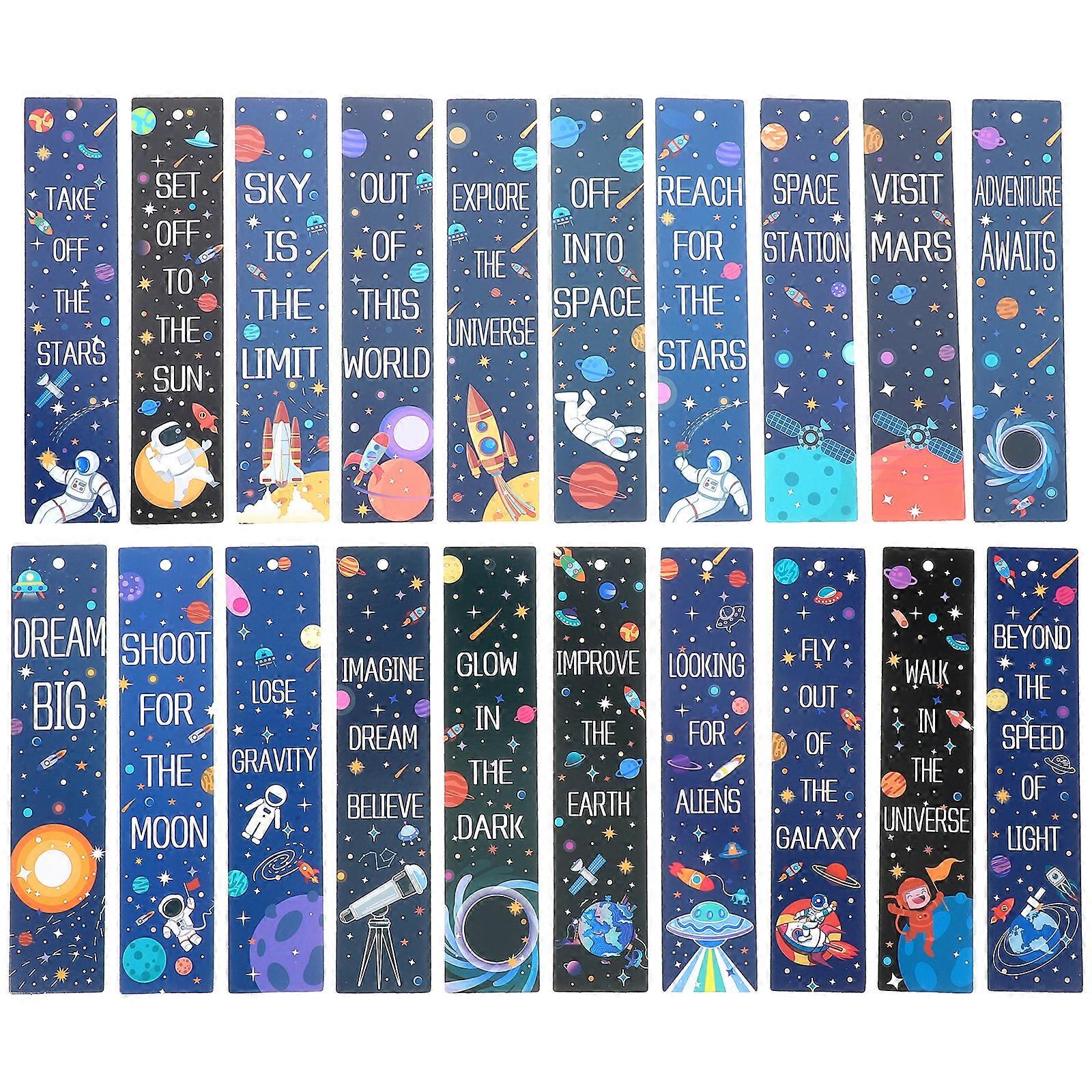 20pcs Space Theme Bookmarks Cartoon Printing Bookmarks Kids Reading Bookmarks