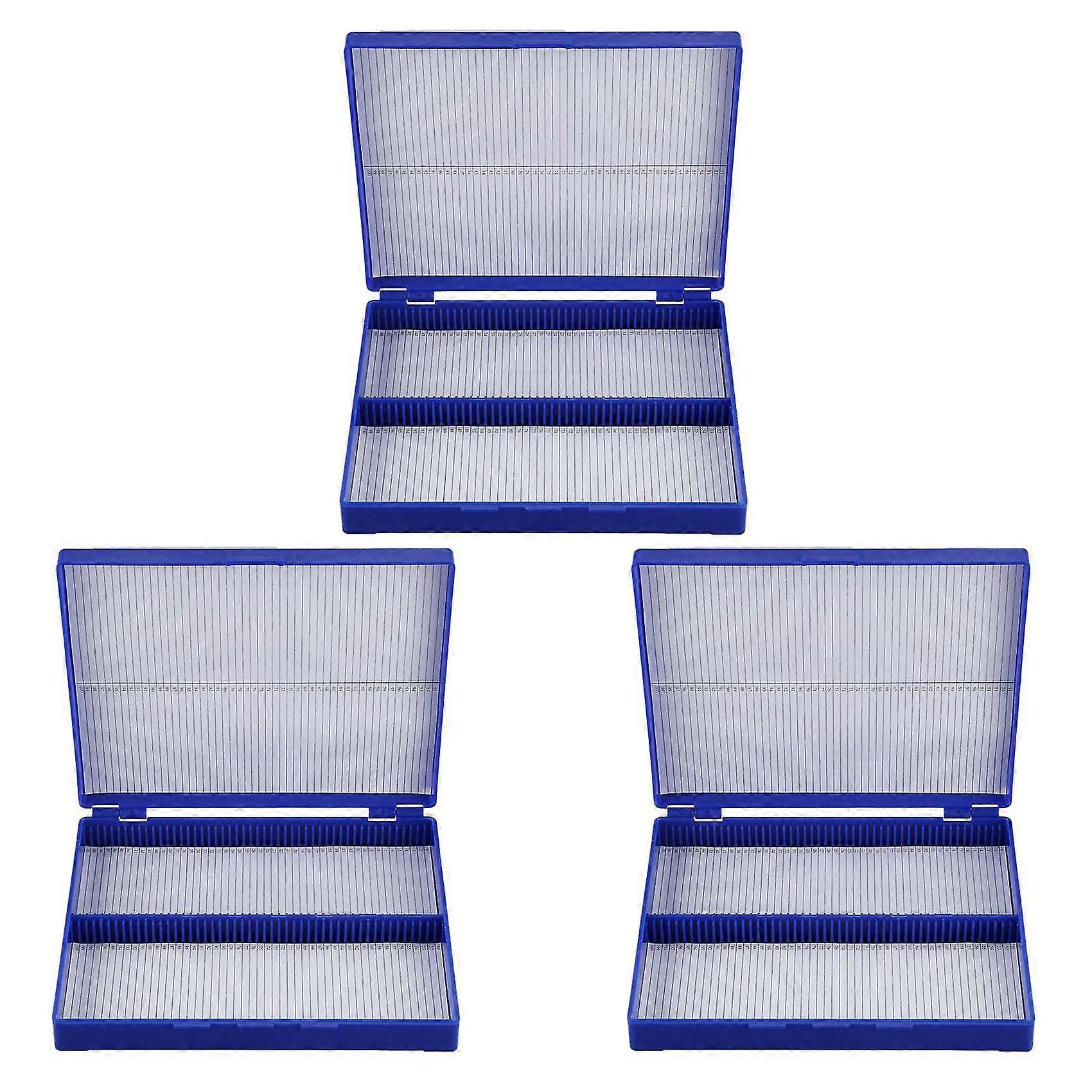 Royal Blue Plastic Rectangle Hold 300 Microslide Slide Microscope Box