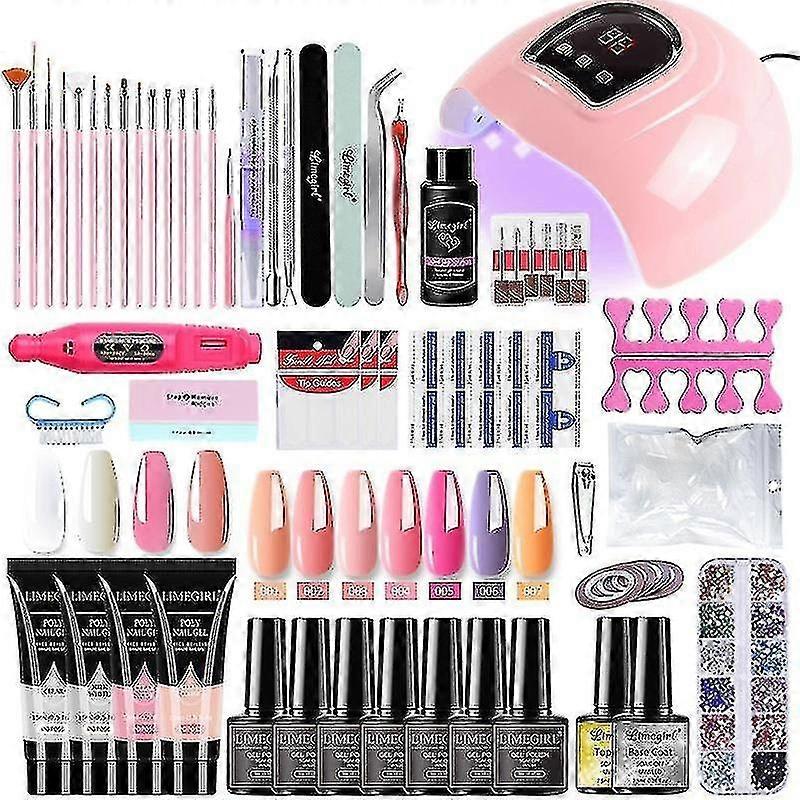 Set di unghie con lampada per unghie Essiccatore per unghie Kit di manicure per unghie Kit di gel per unghie Poly Set di gel per unghie Set di stru...