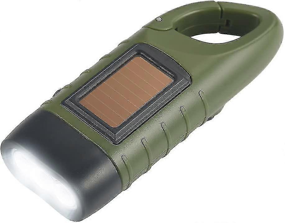 Solar Led Torch  Hand Crank Flashlight Rechargeable-green [energy Class A+++]