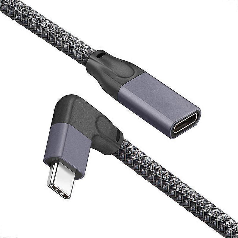 Cabo de Extensão USB C Ângulo Reto Curto (1.6Ft), Braied e Alumínio USB-C 3.1 Macho para Fêmea Extensio