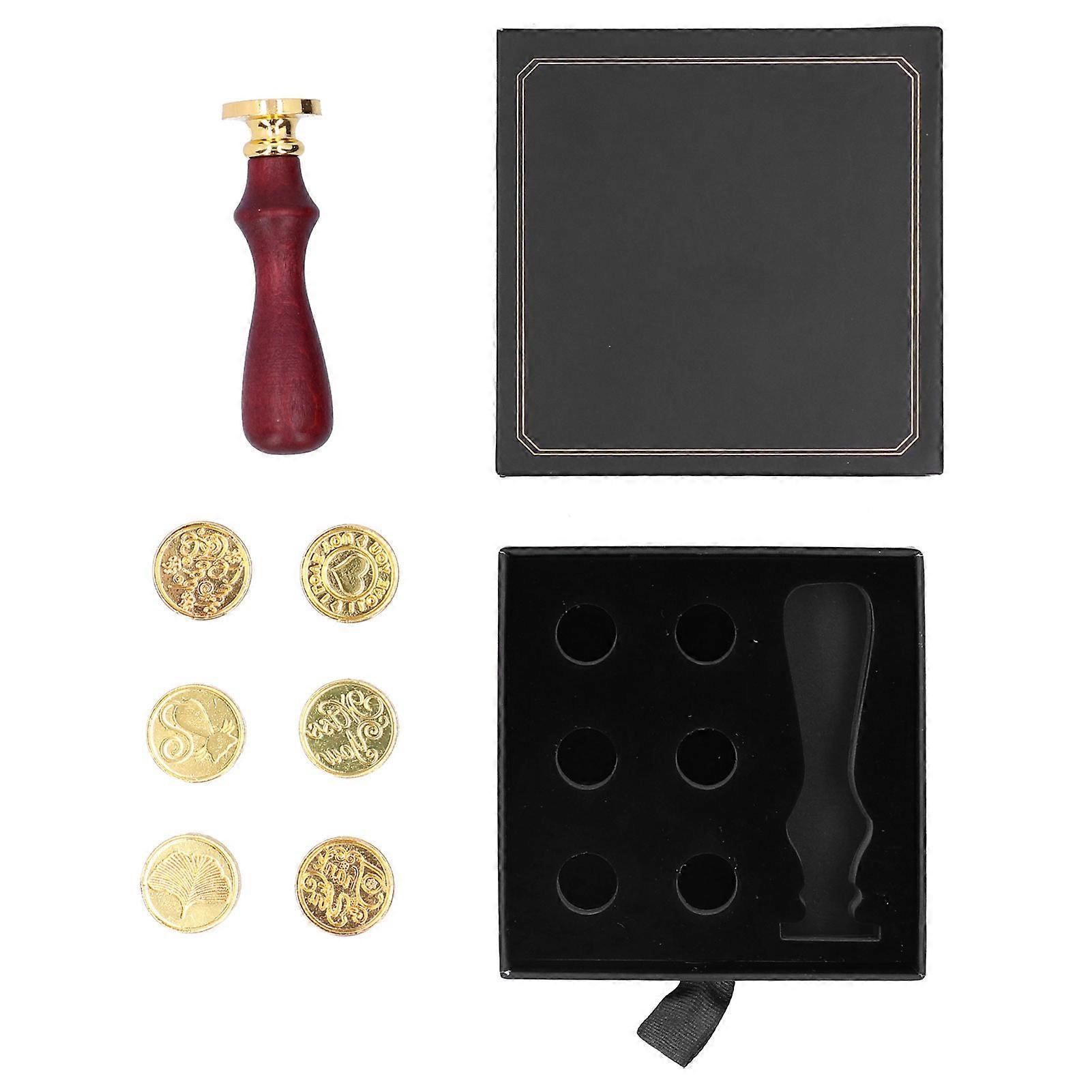 DIYシーリングワックススタンプ木製ハンドルワックススタンプキットカード用封筒招待状ブラック