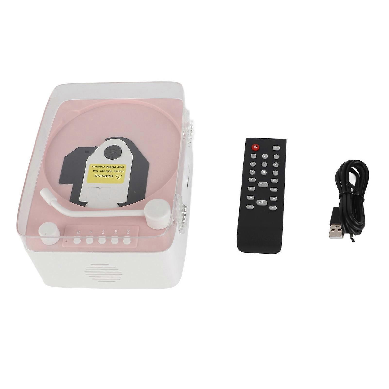 CD Player Mini Multifunctional Vintage Bluetooth Speaker CD Music Player for Home Pink NO.1170