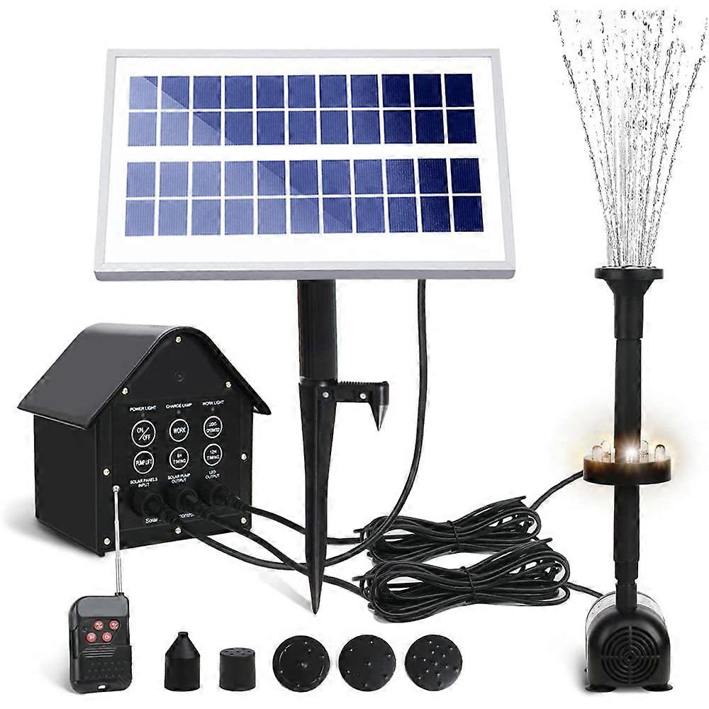 Fountain Pump Solar Fountain Pump 5 LED Lights 3.6W Solar Fountain Water Pump Flow 200L/H with 5 Fo