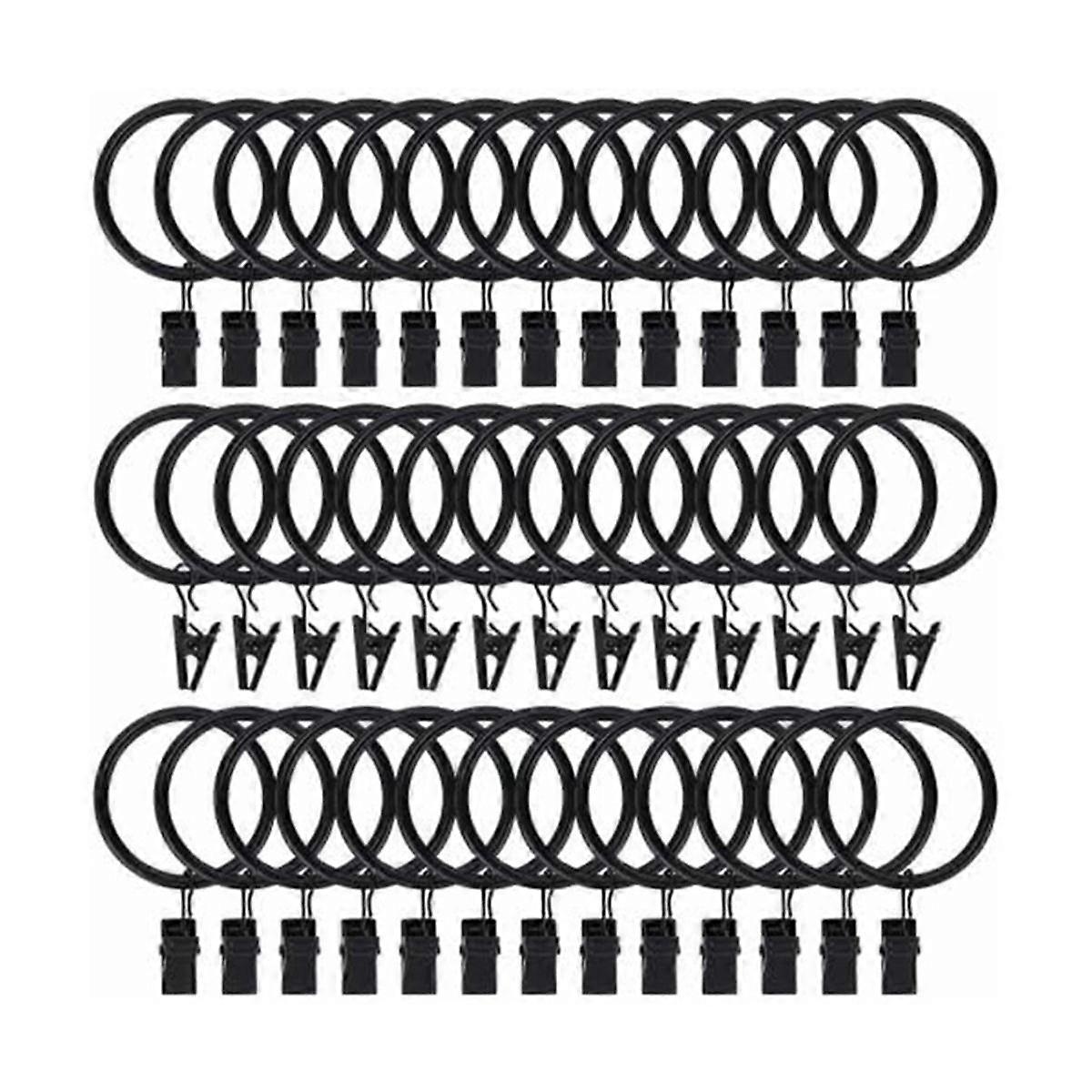 40Pcs Rustproof Drapery Matte Stainless Steel Metal Curtain Rings with Clips,Drapery Rings(1.5Inch