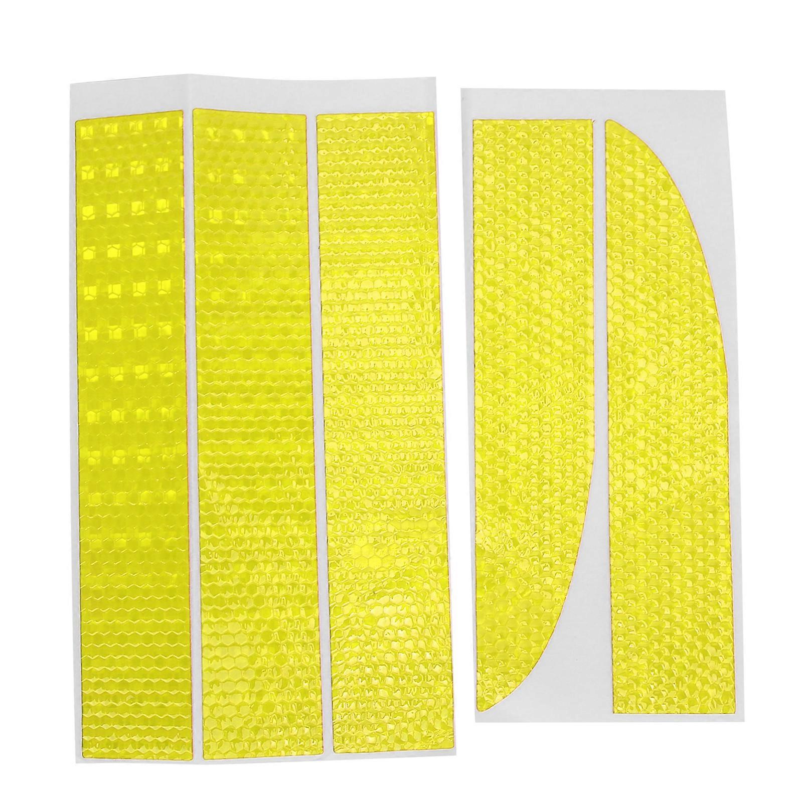 5PCS 強力反射ストライプステッカー 高輝度夜間視認性 ユニバーサル防水蛍光イエロー