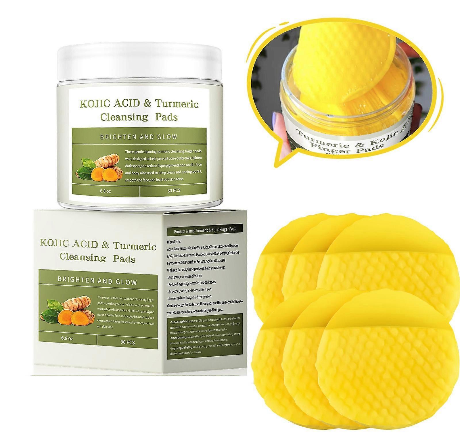 Turmeric Kojic Cleansing Pads, Natural Turmeric Cleansing Pads for Face, Balance Skin Water and Oil, Turmeric Pads for Face and Body