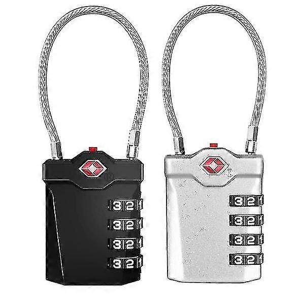2pcs Suitcase Padlocks, Tsa Approved Luggage Locks With Open Indicator, Flexible Cable, 4 Digit Combination Padlock For Gym Locker