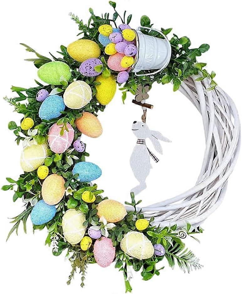 ZK-Easter Wreath Bunny Front Door Decoration Wreath