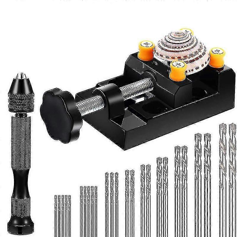 27-piece Hand Drill Set, Including Hand Drill Vise, Twist Drill Bit And Vise For Diy Sculpture