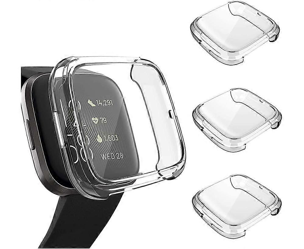 3 Pack Screen Protector Compatible Fitbit Versa 2 Case, Ultra-Thin Slim Soft TPU Protective Case All-Around Full Cover Bumper Shell