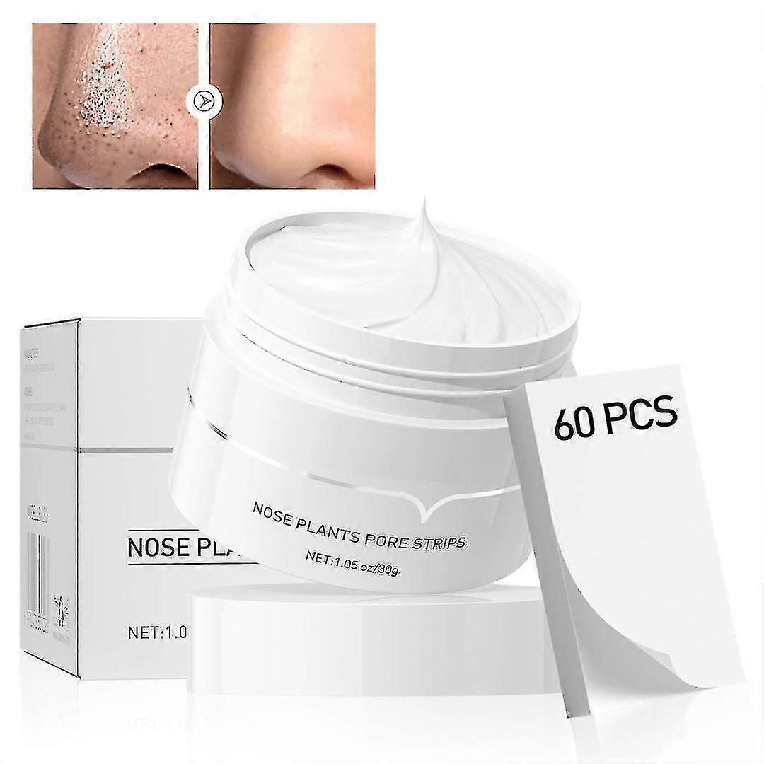 מסכת ראש שחור עם רצועות 60pcs, מסיר שחורים לקלף את המסכה, צמחים האף ניקוי נקבוביות מטהר מסכת פנים פנים פנים ניקוי נקבוביות פנים מסכה מטהרת