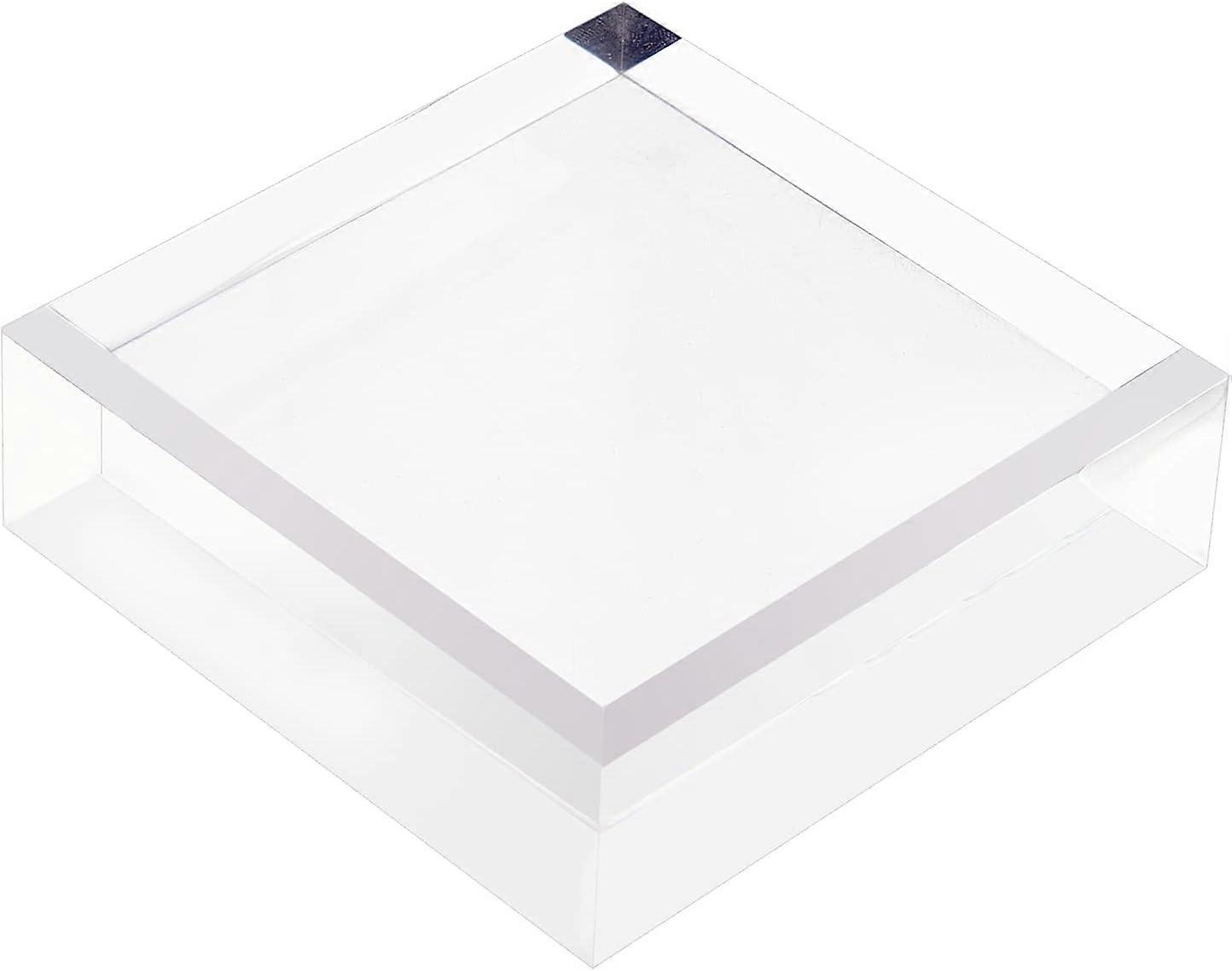 3" x 3"x 1"LxWxH Clear Polished Acrylic Beveled Square Display Base Transparent Acrylic Jewelry Display Stand Ring Showcase Display Holder for Photogr