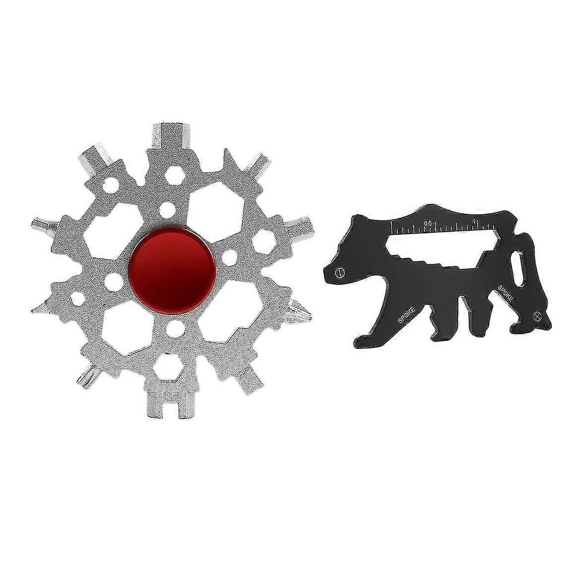 22-in-1 Snowflake Multitool With Multitool Card Snowflake Wrench D