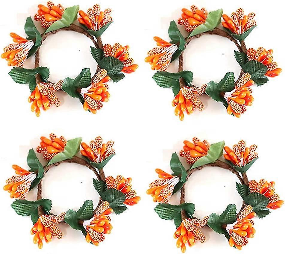 4 Pcs Flower Wreath Napkin Ring Holders
