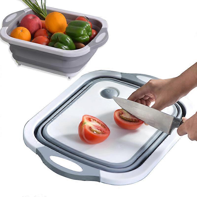 Camping Bowl 3-in-1 Portable Cutting Board Kitchen Drainage Basket Foldable Bowl Sink Picnic Baskets Storage Basket Sink PP Plastic for Hiking Travel