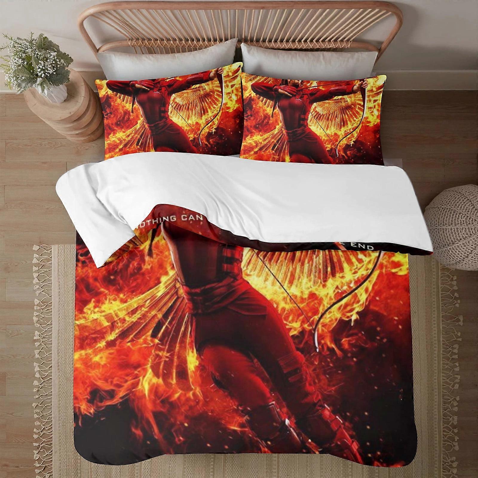 v5985 Lakan Sängkläder The Hunger Games 3-delat sängkläder1 påslakan +2 örngott för barn pojkar flickor vuxen tecknad film varm söt mode semester