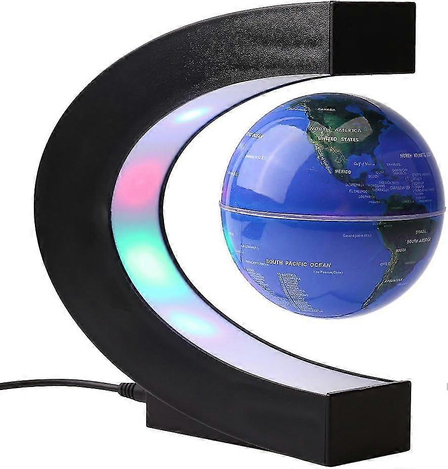 3 Inch Floating Globe, C Shape Magnetic Levitation Globe, Spinning Globe Toy With 4 Colorful Led Lights, Great Teacher Desk Decoration Gift (eu Plug)