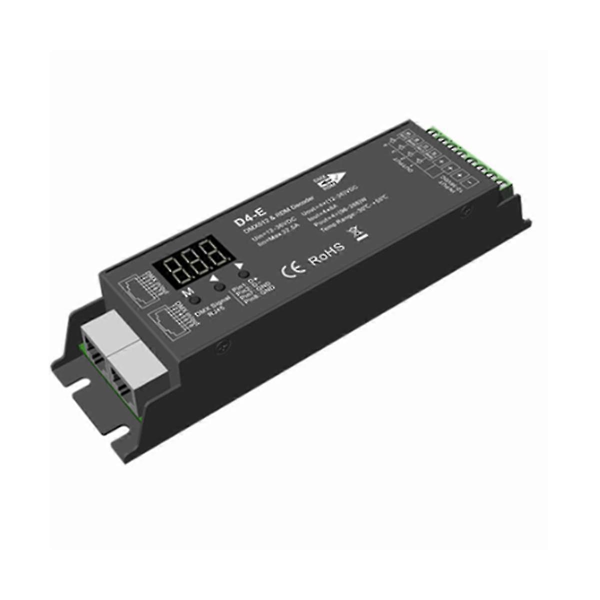 D4-e 4 Channel Pwm Constant Voltage Dmx & Led Decoder Controller Digital Display Xlr3 Rj45 Port Dc1