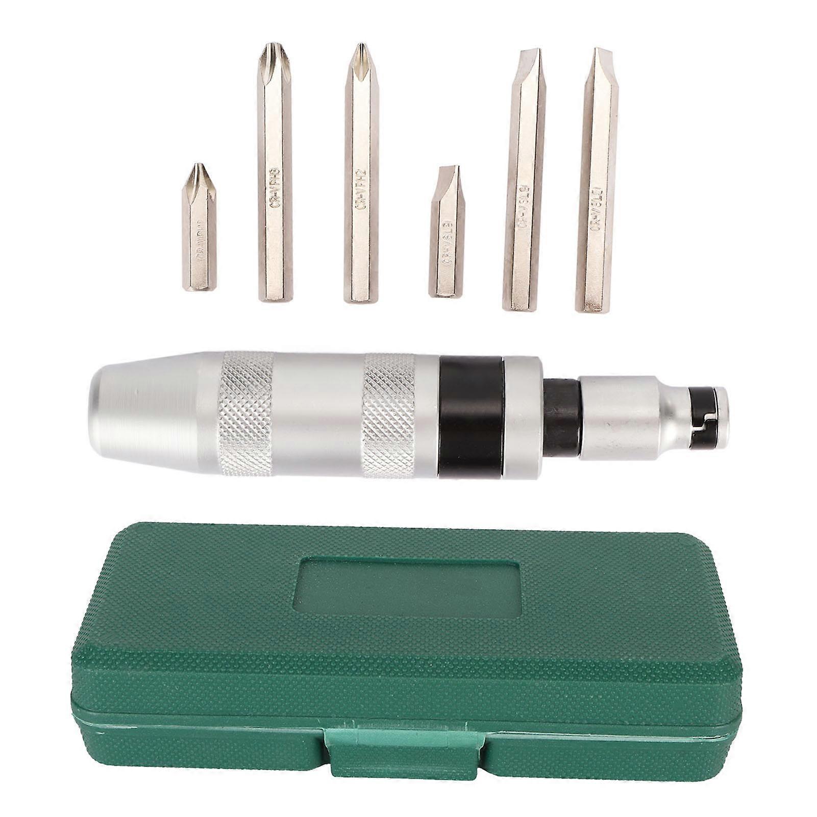 Manual Impact Driver Set Aluminium Alloy High Torsion Easy Operation Handheld Impact Screwdriver with 6 Bits for Repair