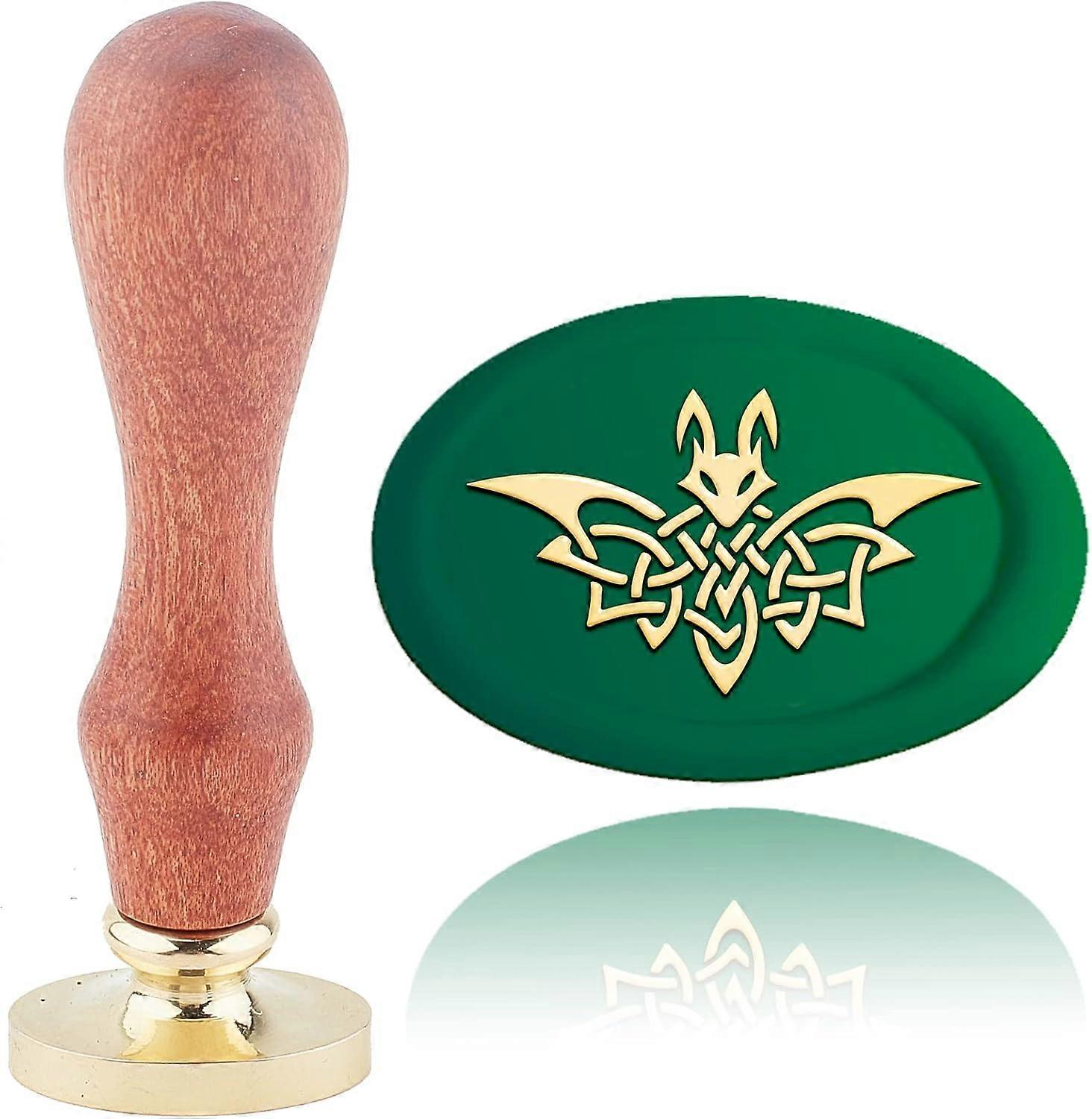 Bat Wax Seal Stamp Halloween Sealing Wax Stamps Celtic Knot Oval Retro Vintage Removable Brass Stamp Head with Wood Handle for Wedding Invitations Chr