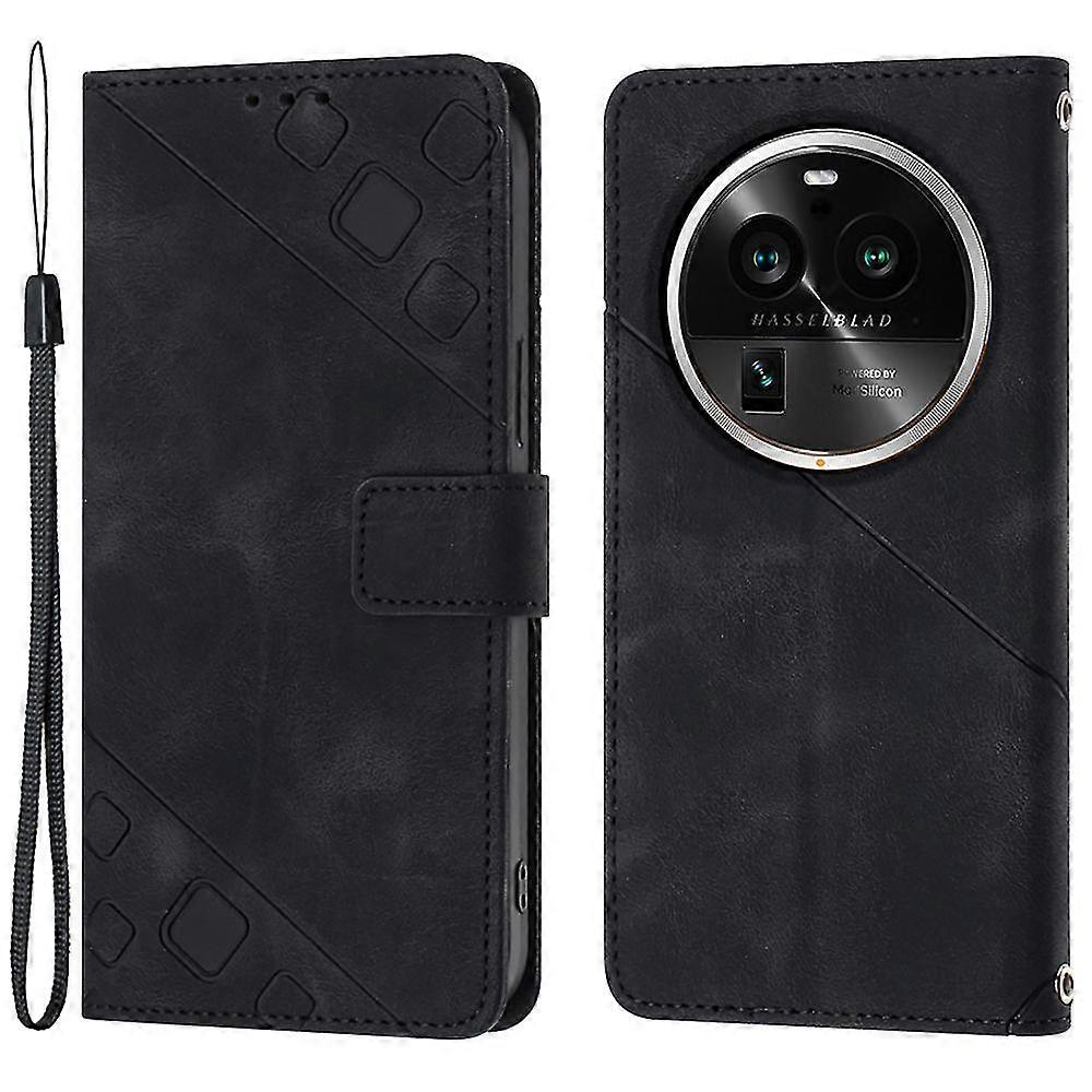 Pt005 Yb Imprinting Series-6 For Oppo Find X6 Pro Shockproof Phone Case Wallet Stand Skin-touch Leather Cover