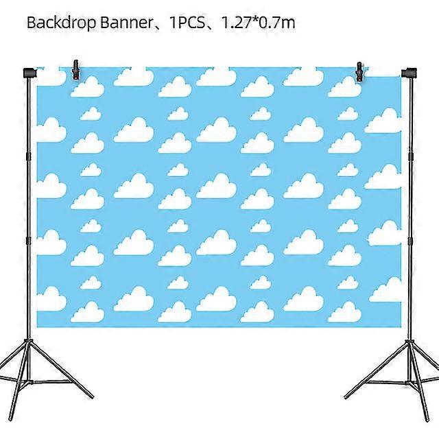 Blue Sky White Clouds Theme Party Supplies  Cartoon Toy Story Disposable Tableware Cup For Kids Boys Birthday Party Decorations