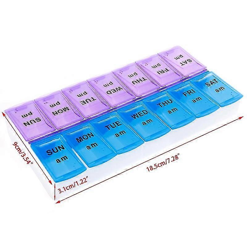 1Pcs Weekly Pill Organizer Box With Snap Lids 7 Day Medication For Morning And Night17.5*8.5*3CM