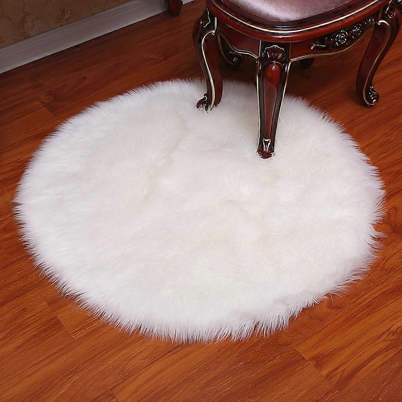 Round Rugs CarpetWhite80cm