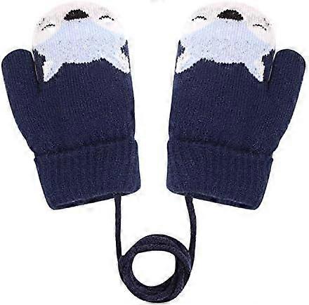 Baby Toddler Mittens Winter Warm Thick Knitted Gloves Magic Cute Fox Knit Mittens with Fur Lining Gloves Outdoor Ski Snowboard Hanging Neck Mittens fo