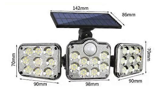 3 Heads 138 Leds Outdoor Solar Light