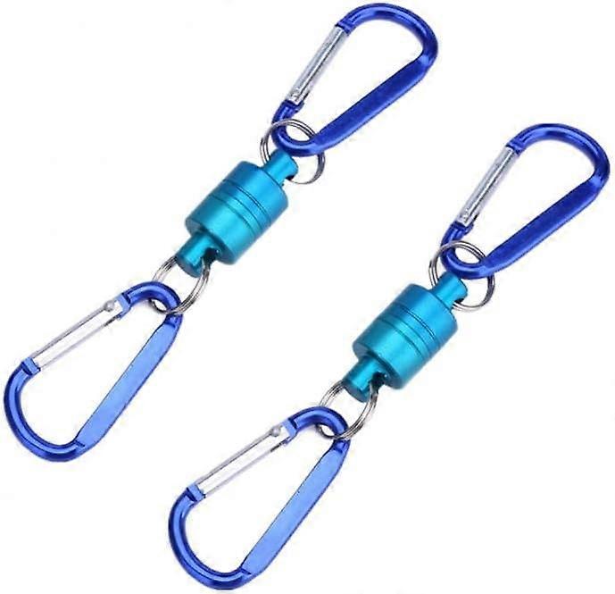 2 pieces fly fishing magnetic net release holder keepels magnetic tool aluminium shell magnetic clip landing net and durable aluminium alloy buckle