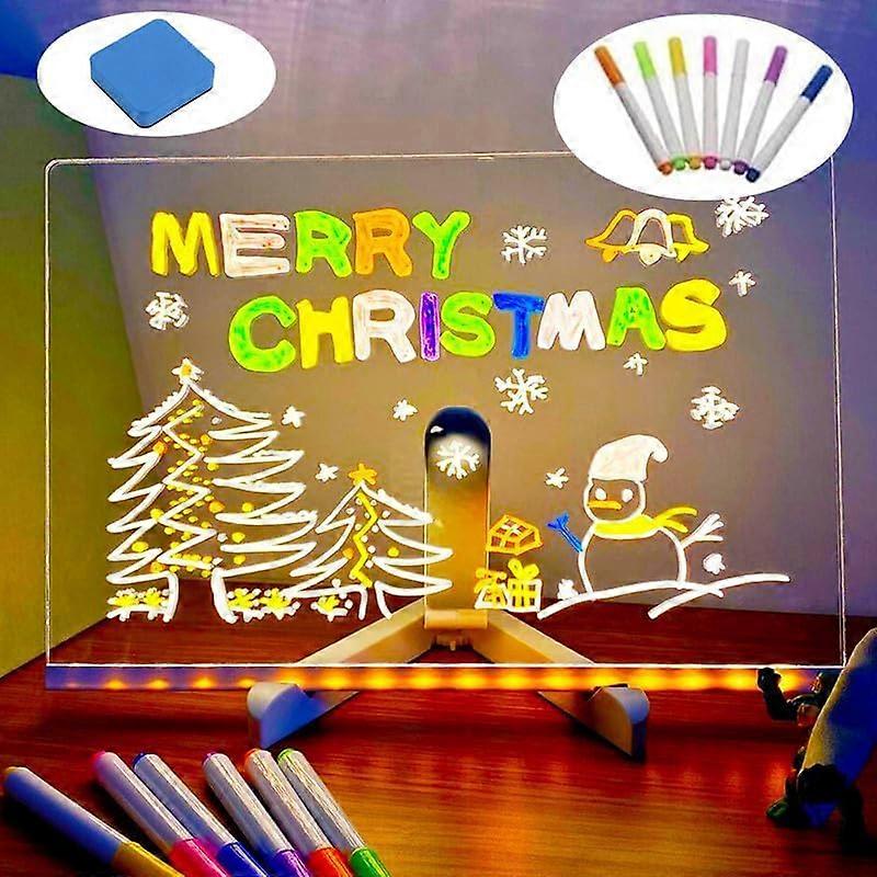 LED Note Board with Colors, Light Up Acrylic Message Board, Led Drawing Board, Illuminated Acrylic Notepad with Adjustable Stand and Pens