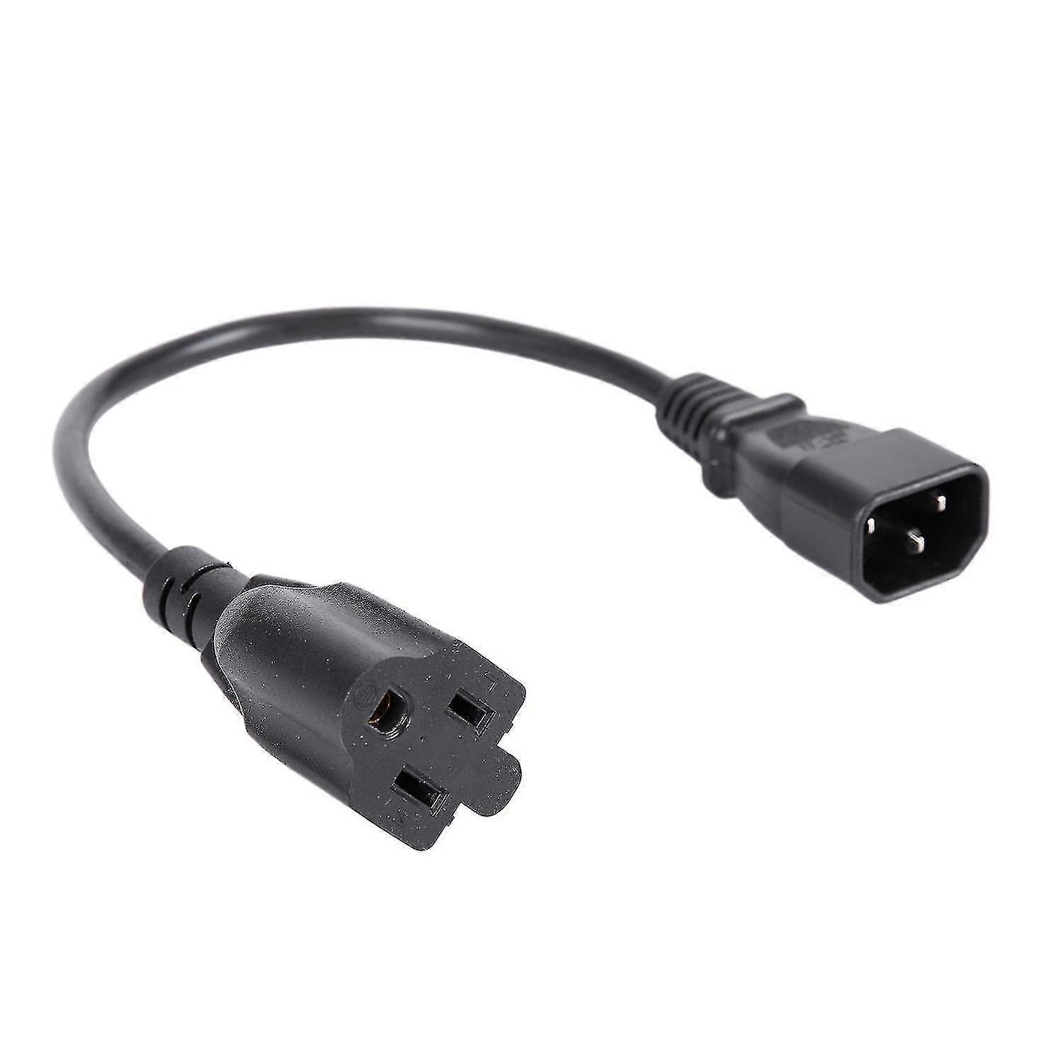 1ft Iec 320 C14 Male Plug To Nema 5-15r 3 Prong Female Pc Power Adapter Cable Black