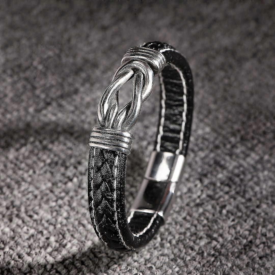 Mother And Son Braided Leather Bracelet – Stainless Steel Inspirational Gift For Him