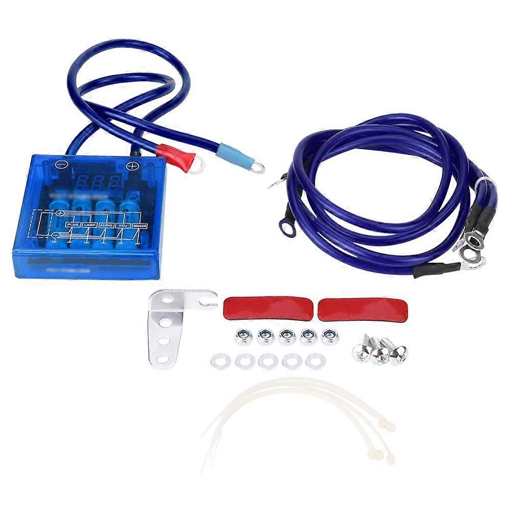 12v Car Battery Voltage Regulator Stabilizer Universal Car Fuel Saver Voltage Stabilizer Regulator With Ground Wires Led Display