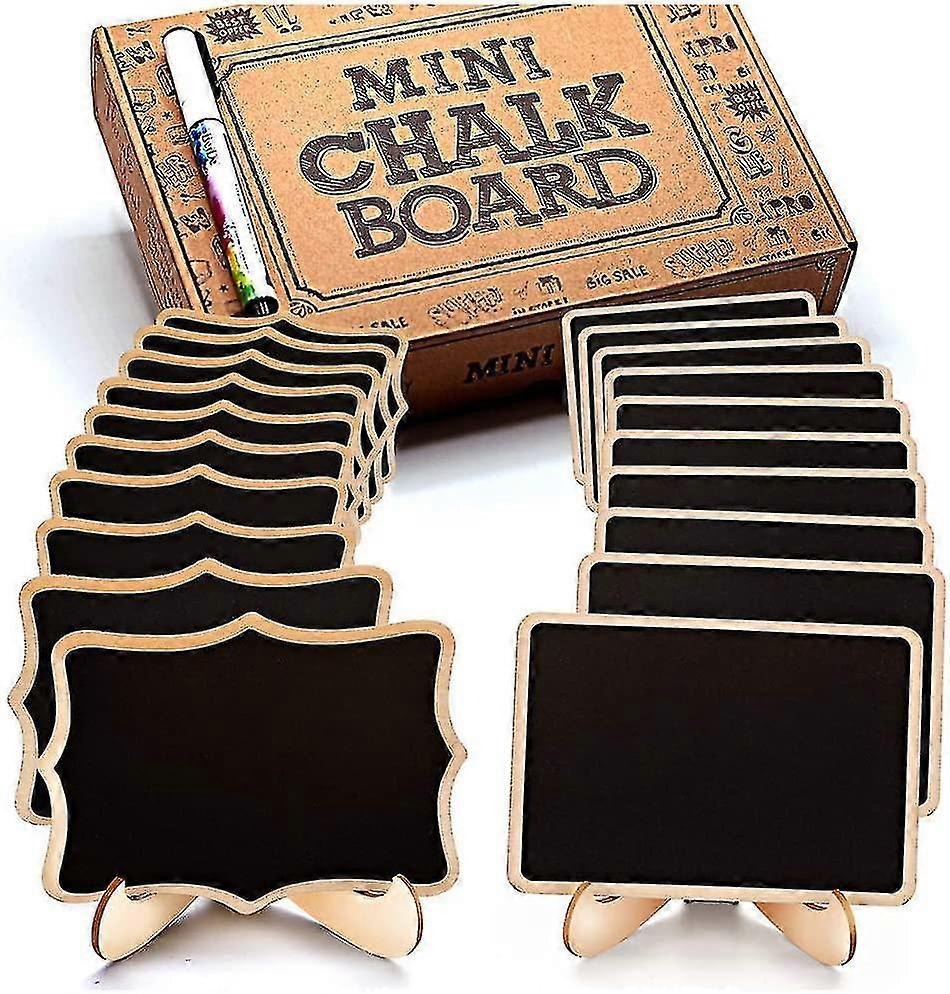 20 Pcs Erasable Mini Blackboard With Erasable Chalk Markers - Small Wooden Chalk Board With Stand - Use As Place Cards, Name Tags, Price Tags For Wedd