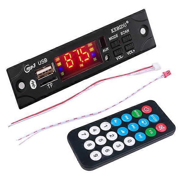 Kebidu MP3 WMA Decoder Board 12V Car Audio USB TF FM Radio Module Bluetooth Wireless MP3 Player with Remote Control Color Screen