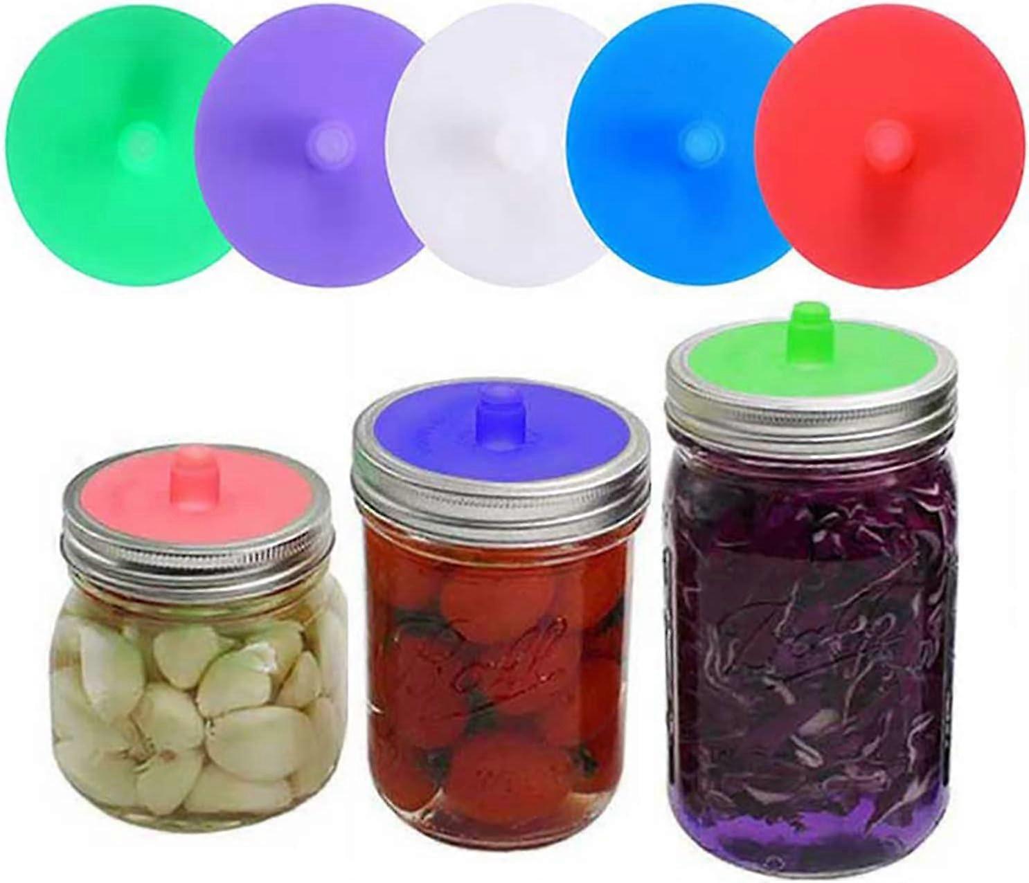 5Pcs Silicone Fermentation Lid, Anhydrous Airlock Fermented Pickles (No Jars) For Wide Mouth Jar for Pickle Sauerkraut Mason Jar
