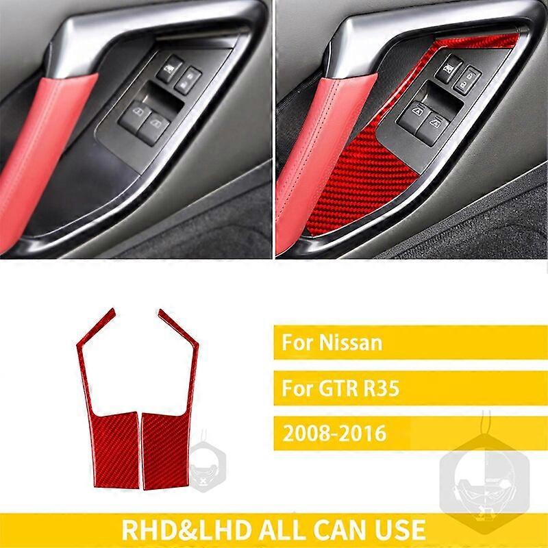 لنيسان GTR R35 2008-2016 الملحقات ألياف الكربون السيارة الداخلية قفل الباب التبديل زر الإطار غطاء ملصق تقليم مجموعة ديكور السيارة الملحق