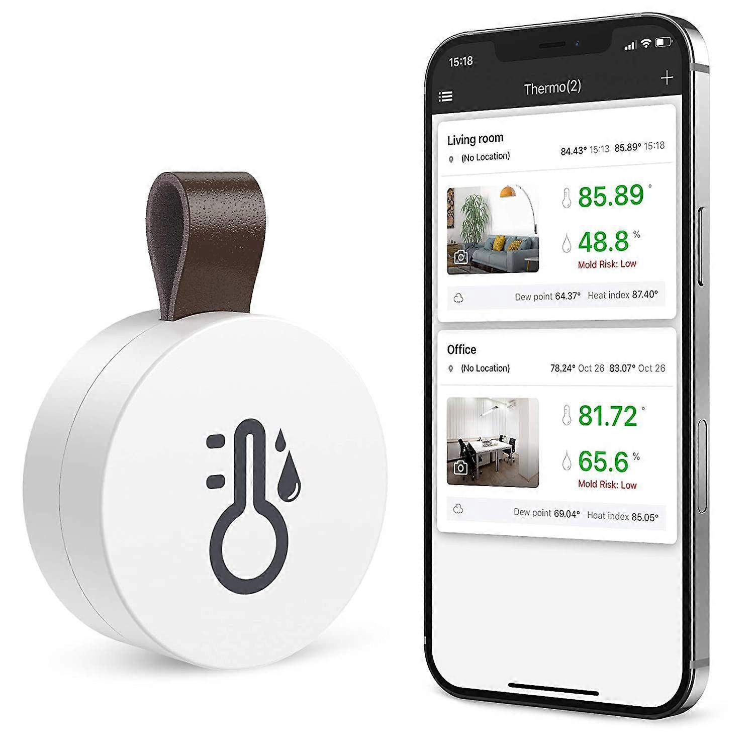 Wireless Thermometer Hygrometer, ORIA Mini Bluetooth 5.0 Humidity Temperature Sensor with Data Export and Alerts