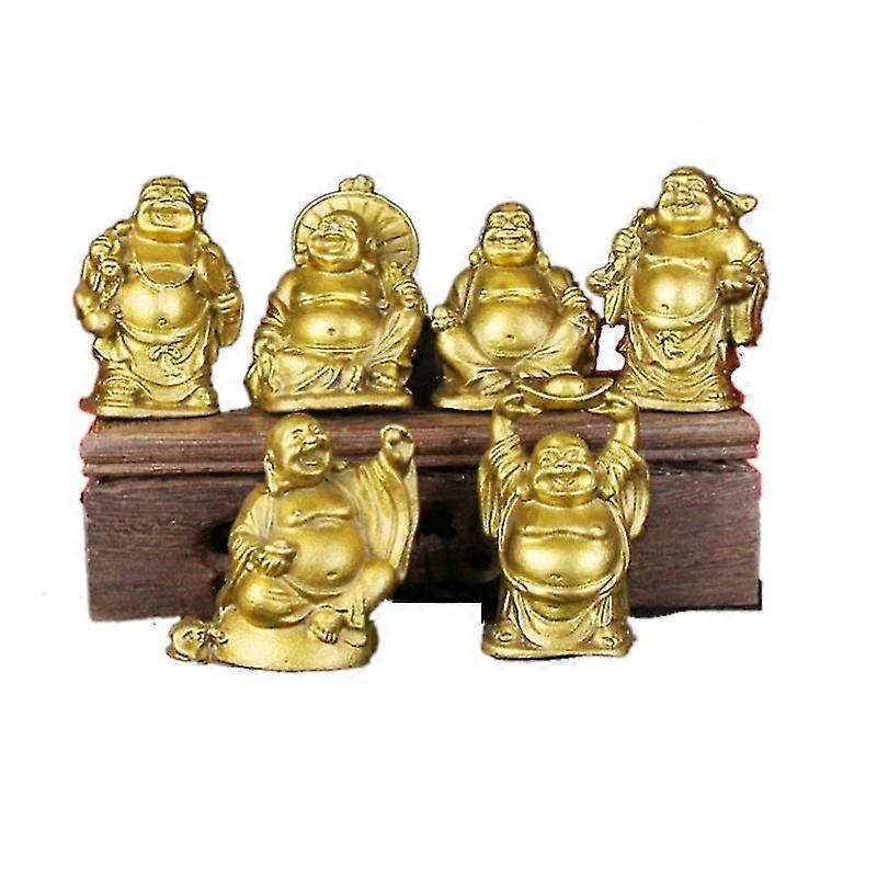 6 figuras de oro de Buda riendo