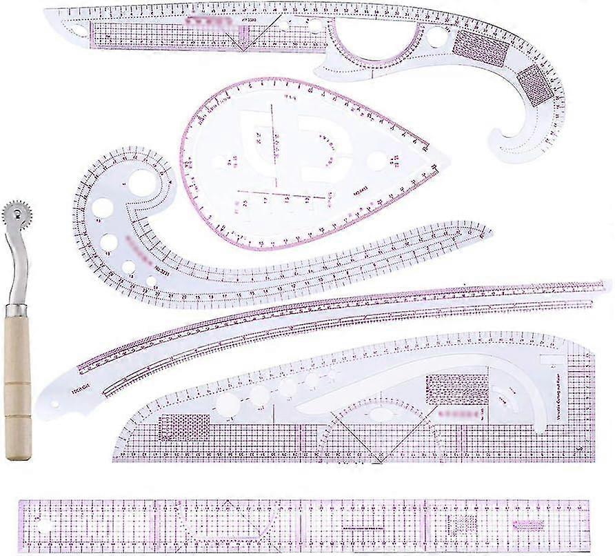 2024 Cutting Ruler, Curve Ruler, Scanning Wheel, Patchwork Ruler Combination Diy Pattern Design Ruler, Curve Ruler, Suitable For Drawing
