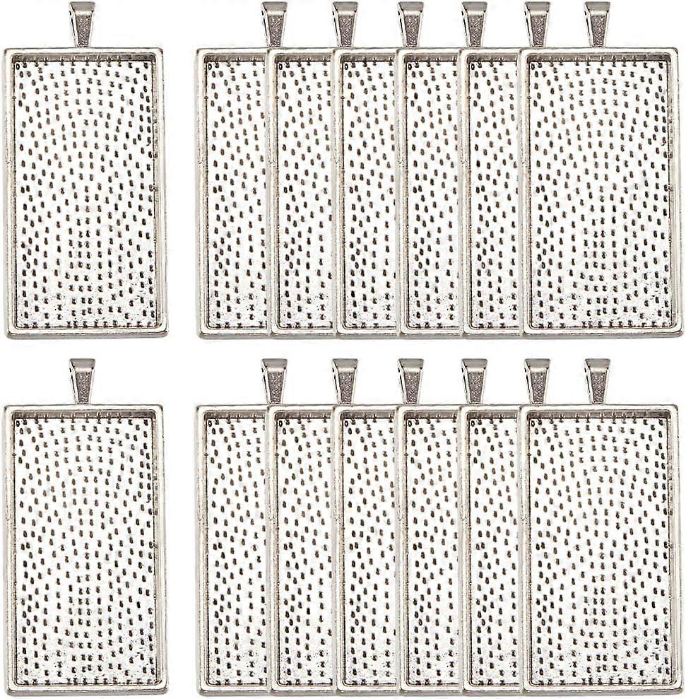 20Pcs Alloy Pendant Cabochon Settings Plain Edge Bezel Cups Cadmium Free & Lead Free Rectangle Antique Silver Tray: 47x24mm 59x27x7.5mm Hole: 8x4mm 20